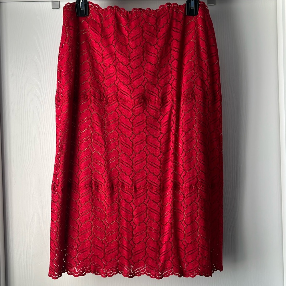 COSABELLA Vintage Red Lace Skirt - Womens L large
